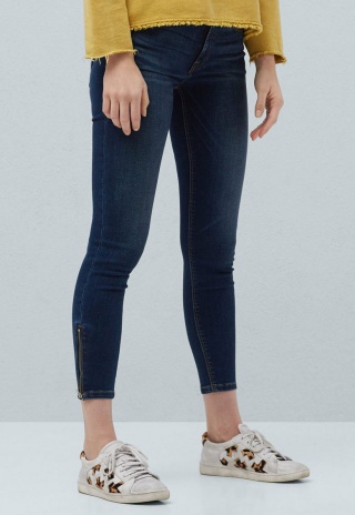 Jeansi crop skinny albastru inchis Tattoo