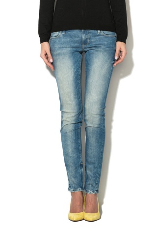Jeansi skinny bleu decolorati