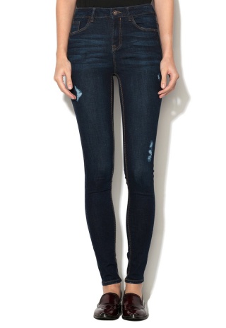 Jeansi skinny bleumarin cu aspect deteriorat Ben