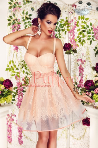 Rochie de seara baby doll dantela si tul