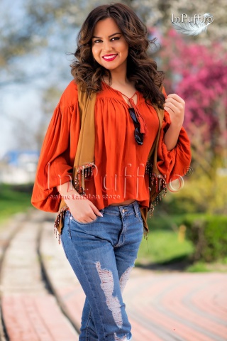 Bluza dama lejera caramizie