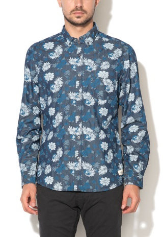 Camasa chambray bleumarin cu imprimeu floral