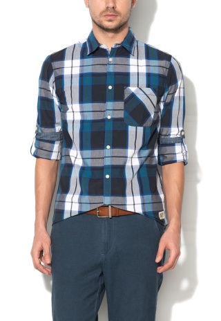Camasa slim fit albastra in carouri Madras Loki