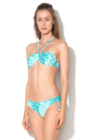 Costum de baie turcoaz cu alb