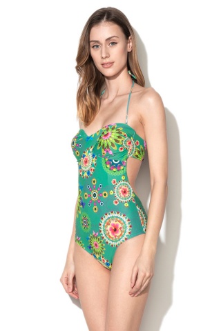 Costum de baie verde cu imprimeu Lila