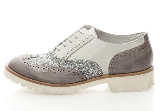 Pantofi brogue alb murdar cu gri