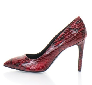 Pantofi rosii cu model reptila si toc stiletto