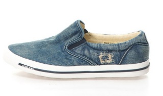 Pantofi slip-on albastri din denim cu aspect uzat Sub-ways