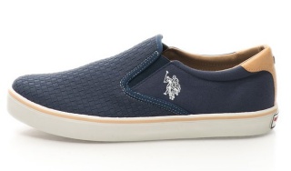 Pantofi slip-on albastru inchis cu logo Galan