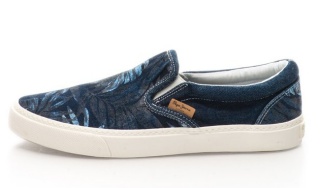 Pantofi slip-on bleumarin din denim cu frunze Harry
