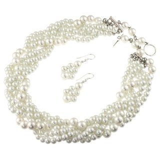 Set statement din perle de Mallorca albe