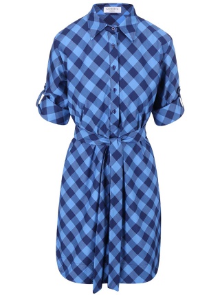 Rochie tip camasa albasta cu carouri
