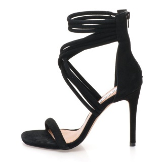 Sandale negre de piele intoarsa cu barete Flynn