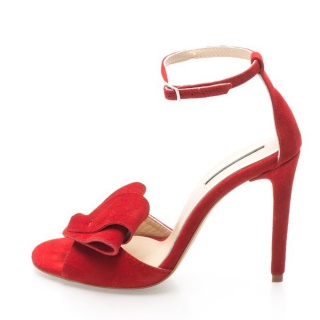 Sandale rosii de piele intoarsa cu toc stiletto