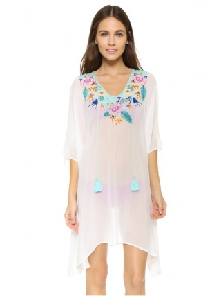 RV322 TUNICA DE PLAJA STIL CAFTAN CU BRODERIE