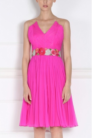 Rochie fuchsia de seara din matase naturala Nissa