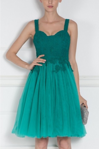 Rochie verde de seara din tulle Nissa