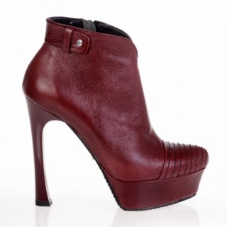 Botine bordo din piele naturala