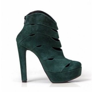 Botine verzi din piele intoarsa
