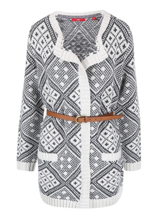 Cardigan de dama cu imprimeu crem si maro sOliver
