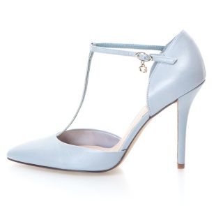 Pantofi albastru azur de piele si cu toc cui