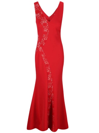 Rochie maxi din dantela rosie