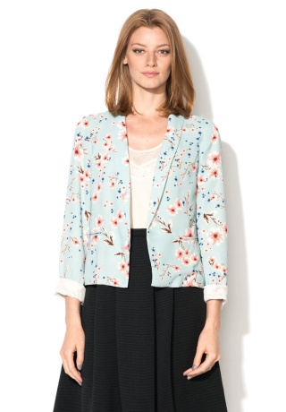 Sacou albastru aquamarin cu guler sal Jasmine