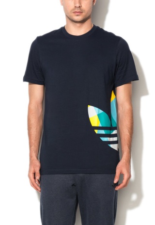 Tricou bleumarin inchis cu imprimeu logo Mosaic Tee