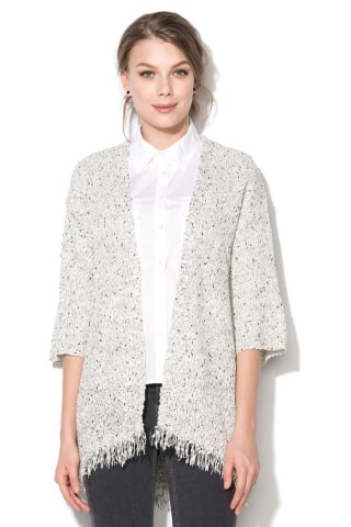 Cardigan fara inchidere cu model sare si piper 