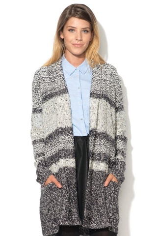 Cardigan lung tricotat in dungi