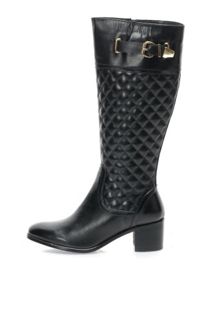 Cizme negre din piele cu design matlasat