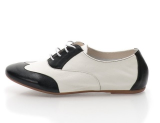 Pantofi Oxford de piele negru cu alb prafuit