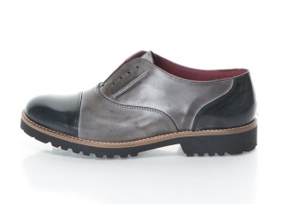 Pantofi Oxford gri din piele
