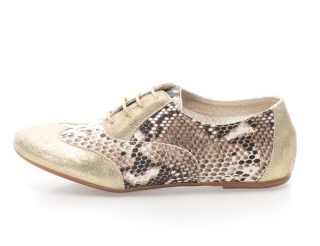 Pantofi Oxford in nuante de maro si auriu din piele