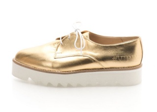 Pantofi derby aurii din piele cu talpa boat