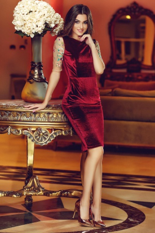 Rochie StarShinerS Brodata Theo Rose Royal Burgundy