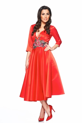 Rochie Artista Famous Embroidery Red