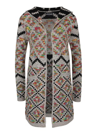 Cardigan gri cu model colorat