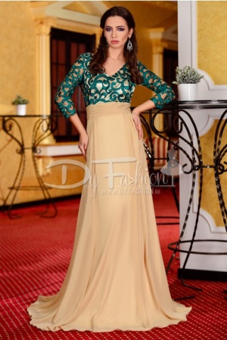 Rochie Angelique Green Beige