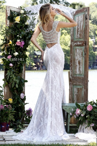 Rochie Sherri Hill 50048 White
