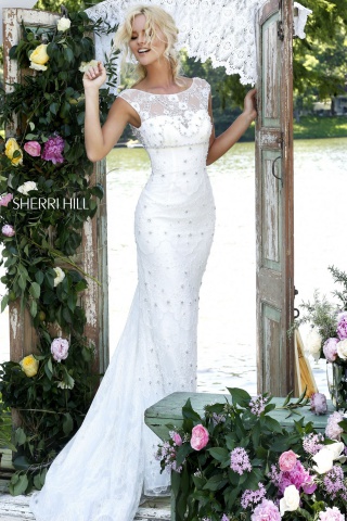 Rochie Sherri Hill 50069 White