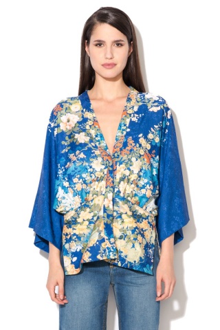 Bluza lejera albastra de jacquard