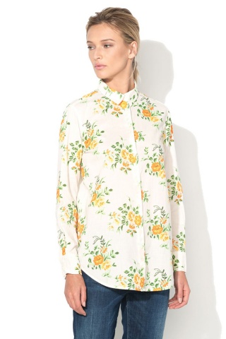 Camasa alb unt cu imprimeu floral