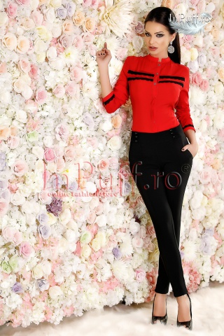 Camasa rosie cu insertii de dantela neagra