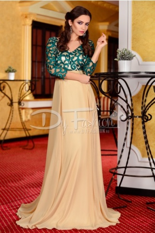 Rochie Angelique Green Beige