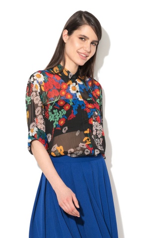Camasa lunga multicolora cu model floral