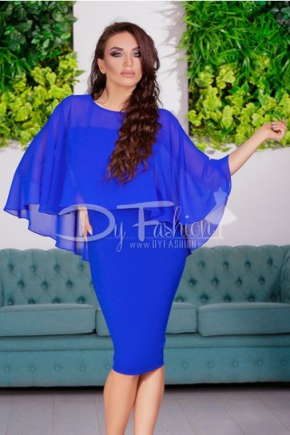 Rochie Charge Albastra Cu Voal