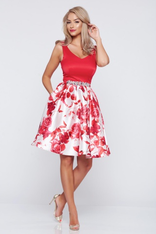 Rochie de ocazie in clos StarShinerS rosie cu imprimeuri florale