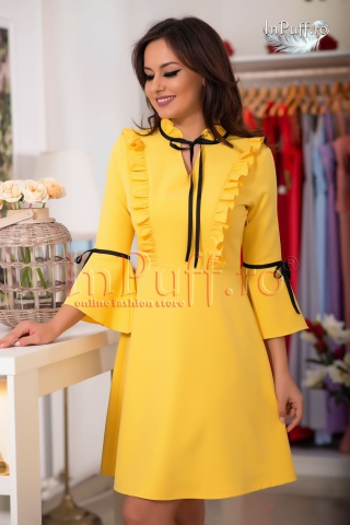 Rochie galbena cu volanase