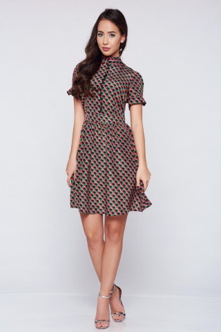 Rochie in clos PrettyGirl verde cu imprimeuri florale